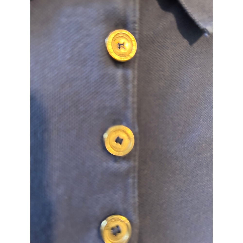 Burberry Brit Womens Navy Blue Tonal Nova Check Puff Sleeve Polo Shirt XS Sony🎬 - Picture 6 of 8
